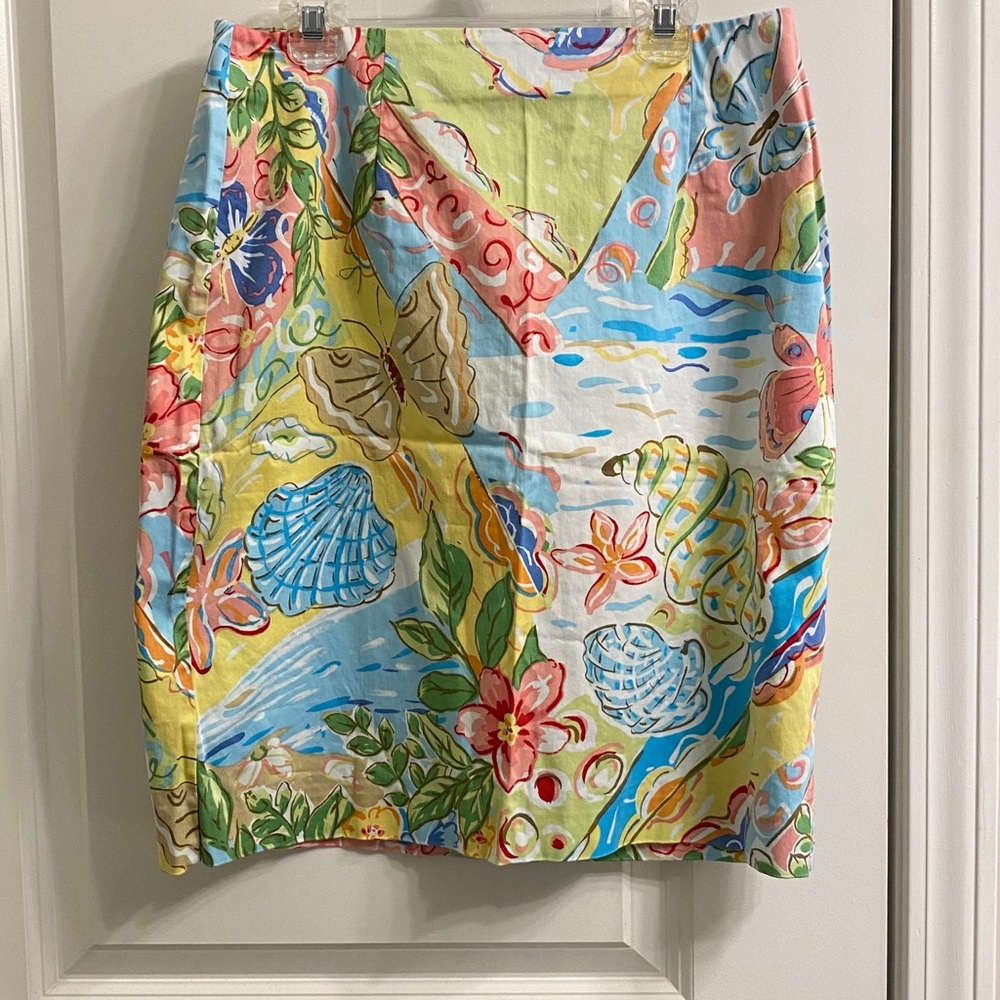Talbots multicolored beach print skirt.